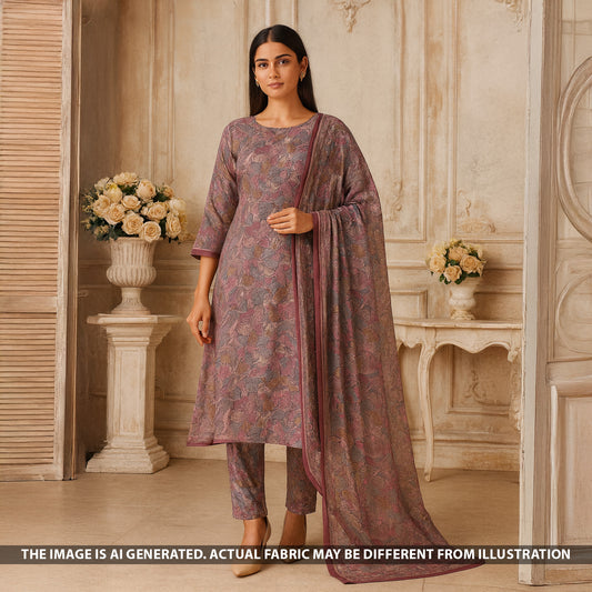 Digital Print Upada Silk Fabric - F5133