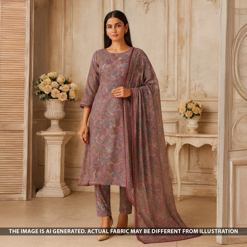 Digital Print Upada Silk Fabric - F5133