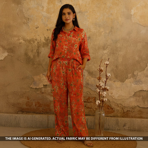 Digital Print Upada Silk Fabric - F5134