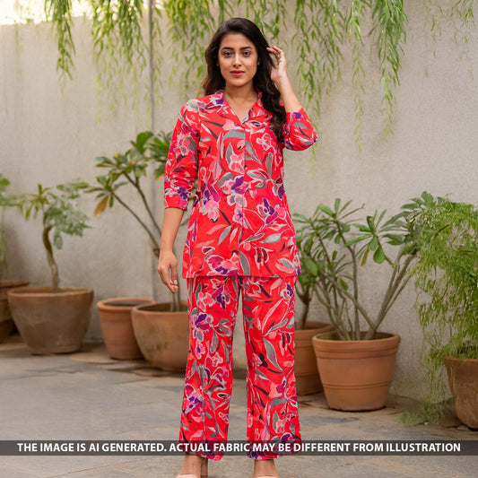 Digital Print Crepe Satin Fabric - F5140