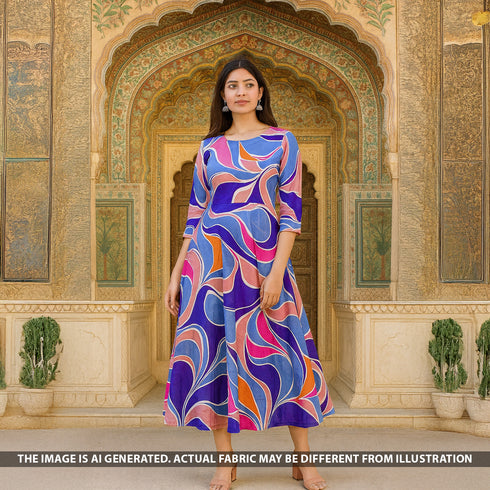 Digital Print Crepe Satin Fabric - F5141