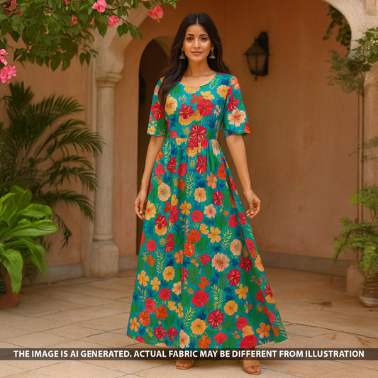 Digital Print Crepe Satin Fabric - F5143