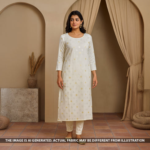 Zari Work Banarasai Jaquard Silk Fabric-F5148