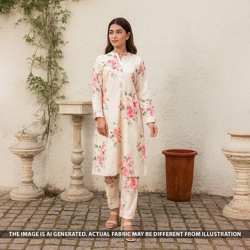 Digital Print Linen Satin Fabric - F5164