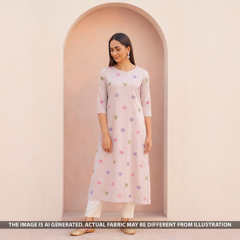 Thread Sequins Work Mul Chanderi Fabric - F5165