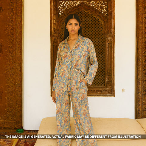 Digital Print Shimmer Cotton Fabric - F5172