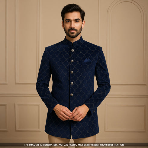 Glitter Work Velvet Fabric-F5047