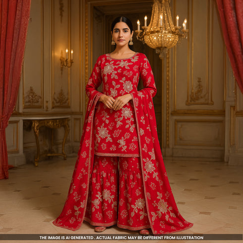 Cut Dana Thread Sequins Crepe Fabric-F5062