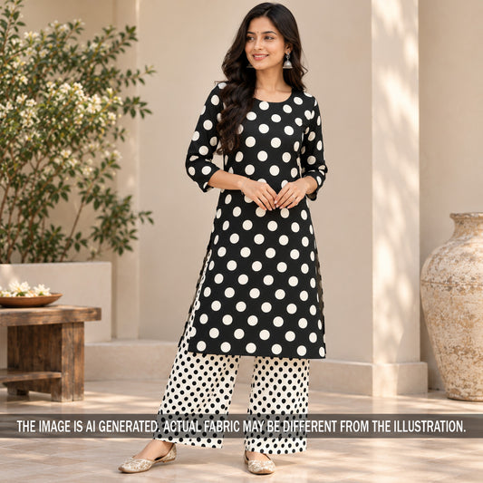 Polka Dot Crepe Satin Fabric - F7436
