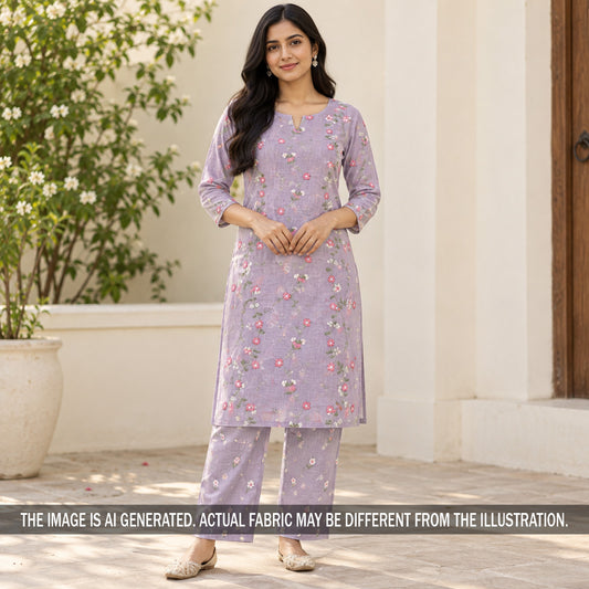 Thread Embroidered Mul Chanderi Fabric - F7456