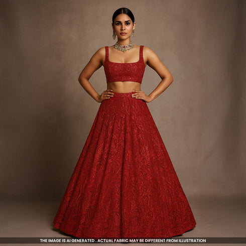 Cutdana Pearl Sequins Embroidered Net Fabric- F4855