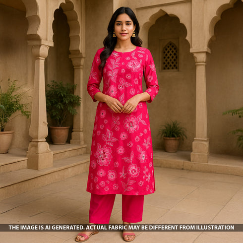 Digital Print Zari Sequins Embroidered Crepe Fabric - F5334