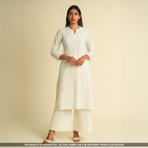 Hakoba Thread Emroidered Crepe Fabric-F4413