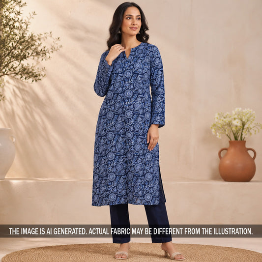 Indigo Print Cambric Cotton Fabric - F7000