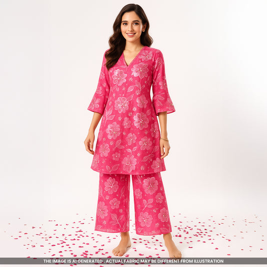 Printed Zari Sequins Crepe fabric-F4345