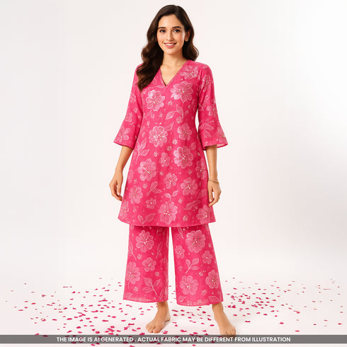 Printed Zari Sequins Crepe fabric-F4345