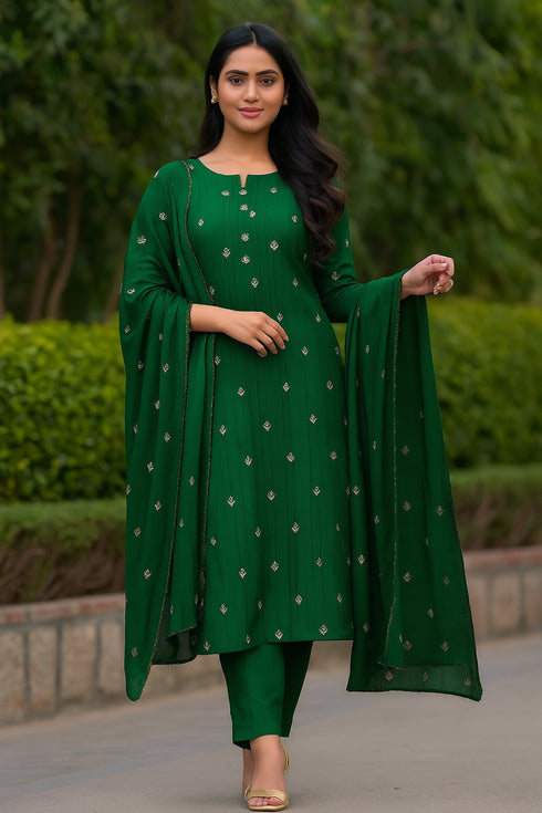 Zari Sequins Work Dola Silk Fabric-F4358