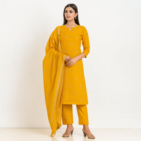 Zari Sequins Work Dola Silk Fabric-F4358