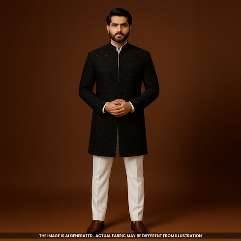 Thread Sequins Embroidered Silk Fabric-F4234