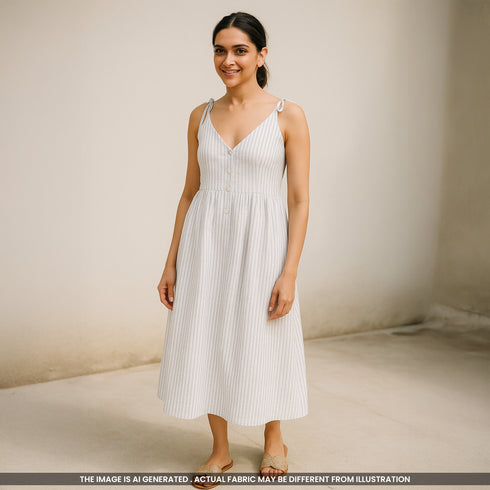 Stripes Print Lurex Seer Sakkar Cotton Fabric-3720