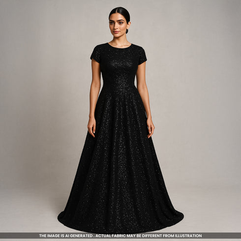 Cut Dana Thread Sequins Embroidered Net Fabric-F3724