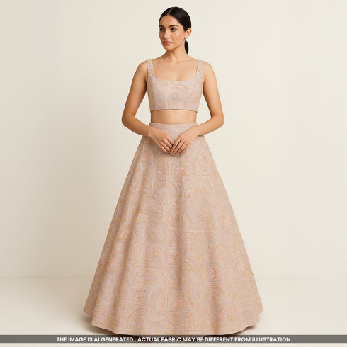 Thread Sequins Zari Embroidered Georgette Fabric-F3725