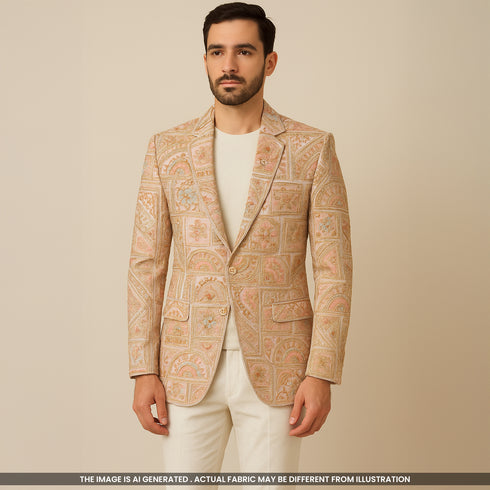 Thread Sequins Zari Embroidered Georgette Fabric-F3725