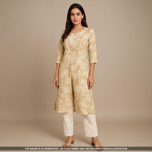 Printed Thread Embroidered Cambric Cotton Fabric-F3769