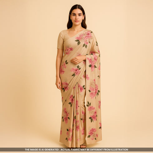 Flower Print Satin Crepe Fabric-F3635