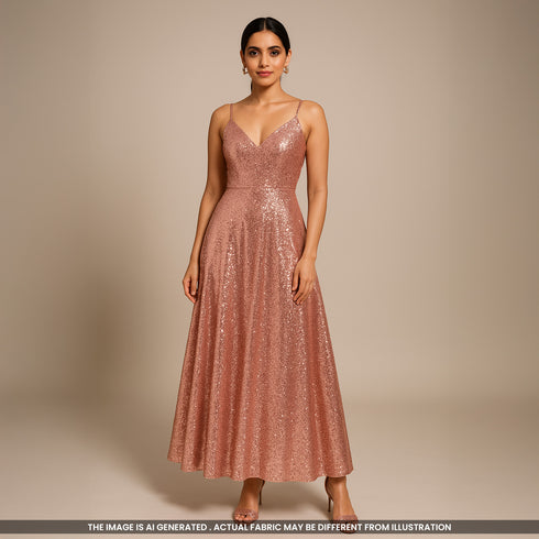 Thread Sequins Embroidered Net Fabric-F3639