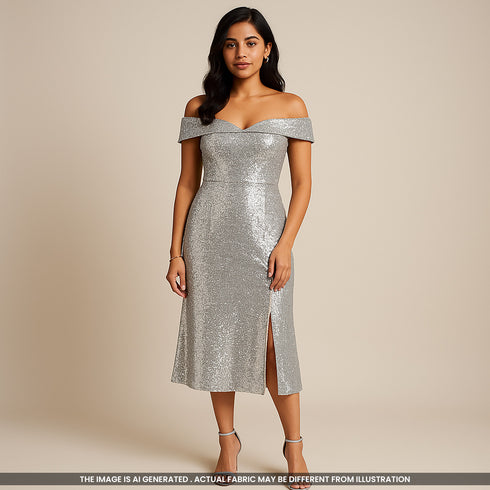 Thread Sequins Embroidered Net Fabric-F3639