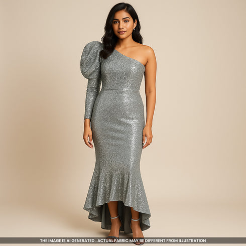 Thread Sequins Embroidered Net Fabric-F3639