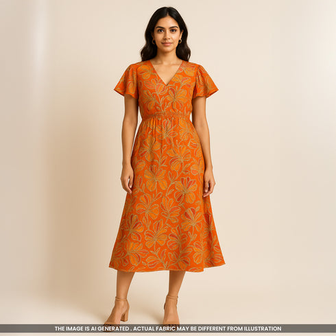 Positional print Zari Sequins Embroidered Viscose Crepe Fabric-F3642