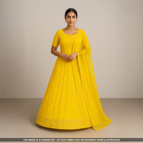 Zari Sequins Work Viscose Organza Fabric-F3644