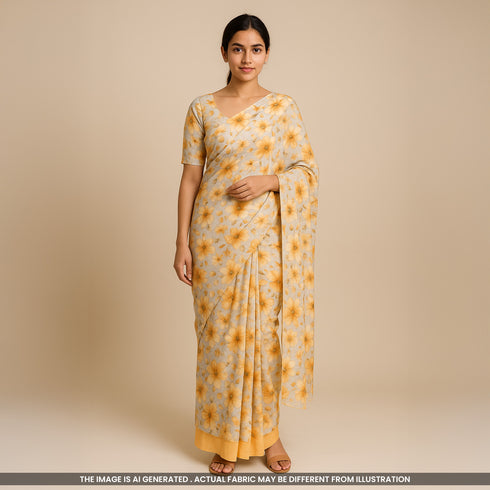 Floral Print Cambric Cotton Fabric-F3653