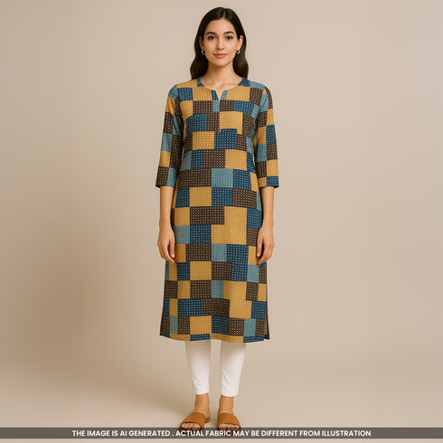 Ajrak Print Cambric Cotton Fabric-F3660