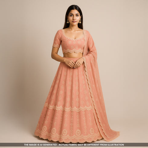 Lace Work Hakoba Crepe Fabric-F3677