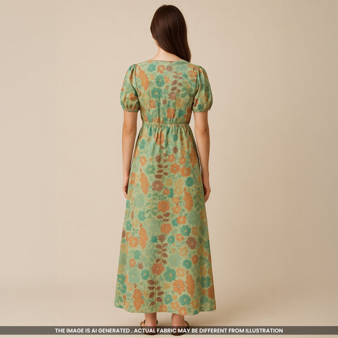 Floral Printed Linen Cotton Fabric-F3689