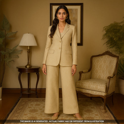 Dyeable Zari Work Pure Monga Silk Fabric-F4920