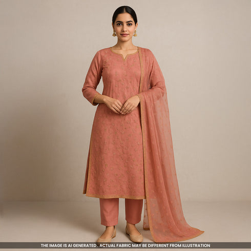 Cut Dana Thread Embroidered Simmer Tissue Fabric-F4928