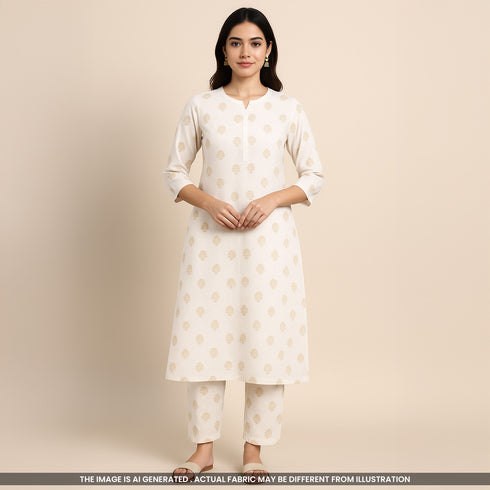 Self Jaquard Zari Work Pure Silk Fabric-F4963