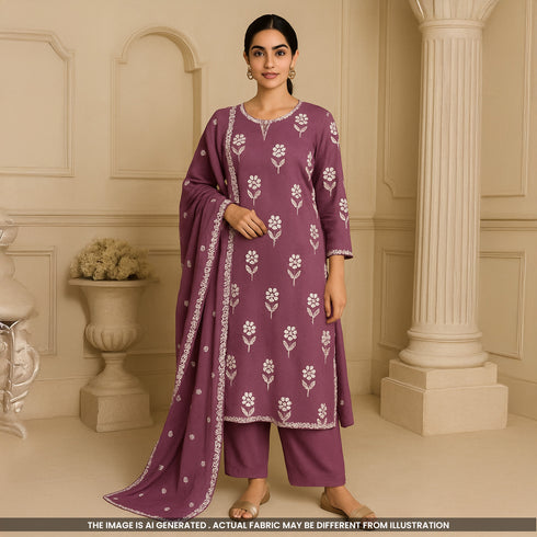 Thread Sequins Embroidered Muslin Cotton Fabric-F4983