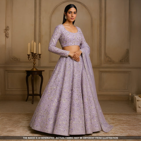 Cut Dana Pearls Embroidered Georgette Fabric-F4986