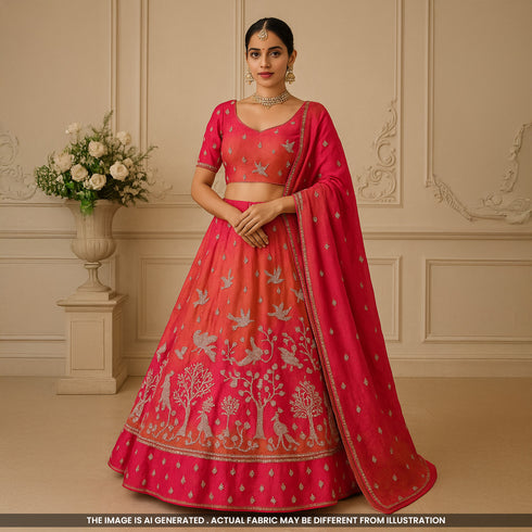 Dyeable Cut Dana Thread work Shimmer Tissue Fabric-F4988