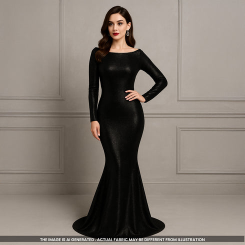 Zari Sequins Embroidered Geporgette Fabric-F4989