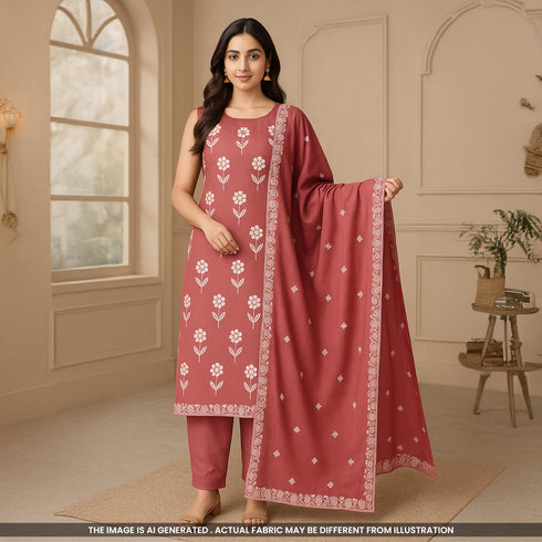 Thread Sequins Embroidered Muslin Silk Dupatta-D2208