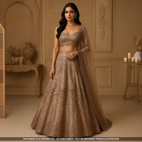 Cut Dana Sequins Embroidered Net Fabric-F5001