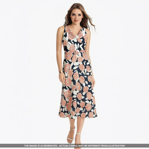 Flower Print Satin Fabric- F4862