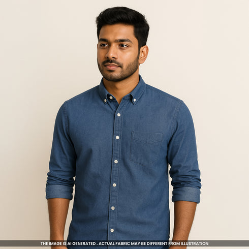 Plain Denim Cotton Fabric- F4868