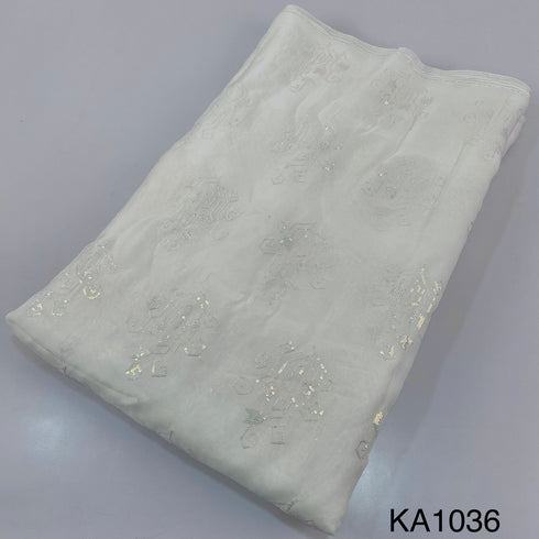 Dyeable Embroidered Sequins Organza Fabric-KA1036